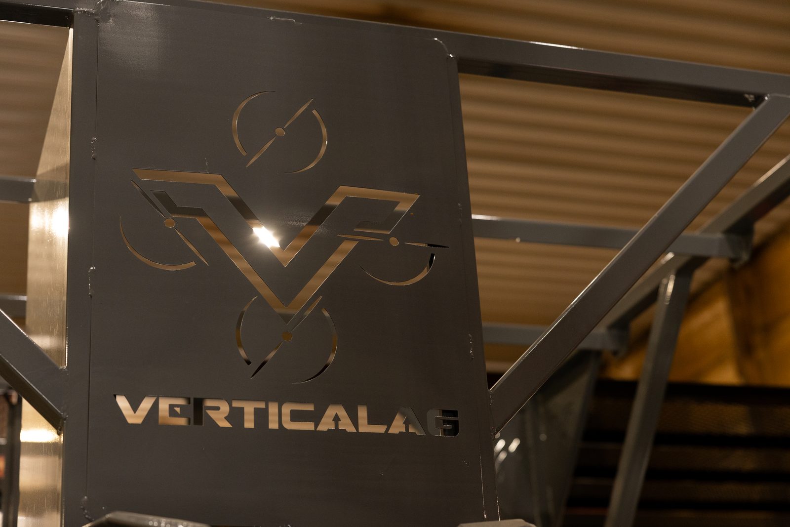 Plasma-cut Vertical Ag logo on a trailer build